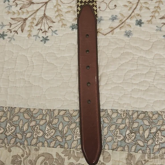 Vintage Genuine Leather Men's Belt With Cord Braids Size 34 - Picture 5 of 12